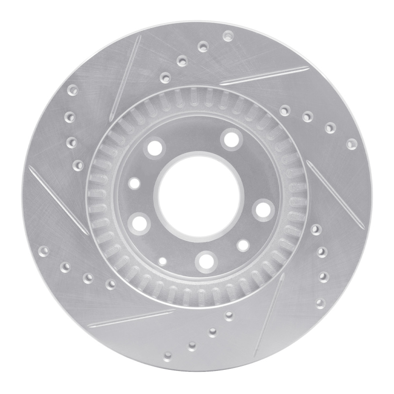 Mazda MX-5 Miata Brake Rotor (1) - Front Right - R1 Concepts - Drilled & Slotted - Silver - `06-`15
